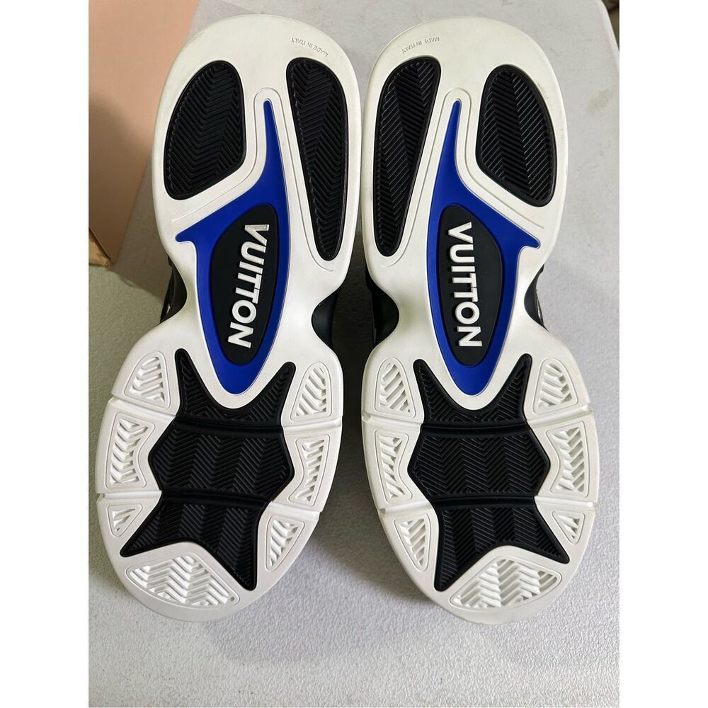 Louis Vuitton LV Trainer 2 High Top Sneakers 12 Black Blue White Monogram - Picture 5 of 8